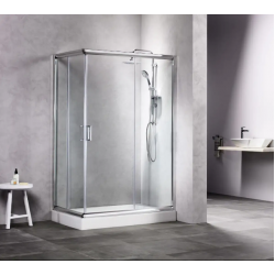 Καμπίνα Ντουζιέρας New Tema Ορθογώνια 80Χ90Χ185cm με Κρύσταλλο Ασφαλείας Clear Glass Χρωμέ